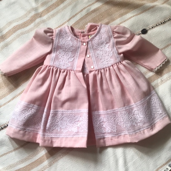 Other - Vintage Lace Trimmed Dress with Overcoat Size 12 Months